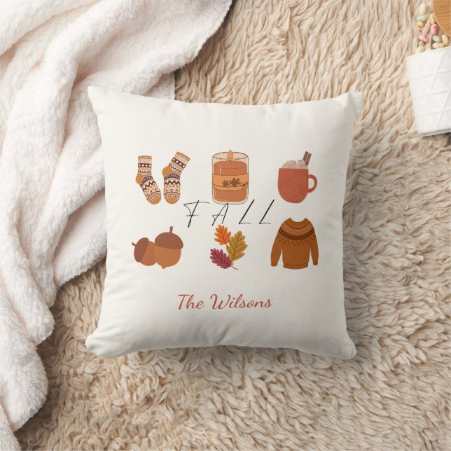 Custom Aesthetic Fall Theme Throw Pillow (Blanket)
