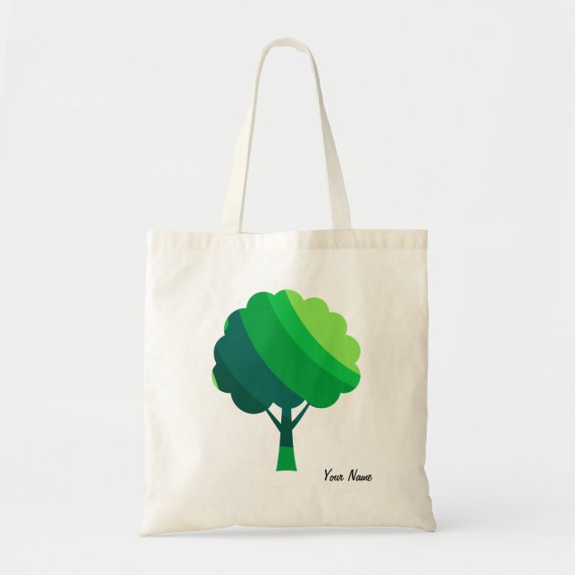 Custom Aesthetic Minimal Green Tree Pattern  Tote Bag (Front)