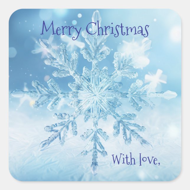 Custom Aesthetic Minimalist Christmas Snowflake   Square Sticker (Front)