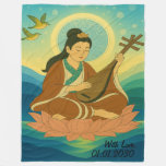 Custom Aesthetic Modern Japan Lucky Goddess  Fleece Blanket