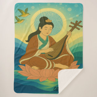 Custom Aesthetic Modern Japan Lucky Goddess Sherpa Blanket