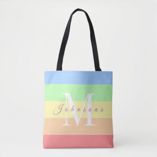Custom Aesthetic Rainbow Palette Stripe ColorBlock Tote Bag