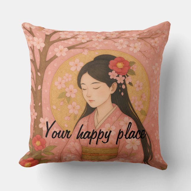 Custom Aesthetic Zen Meditation Mindful Minimalist Throw Pillow (Front)