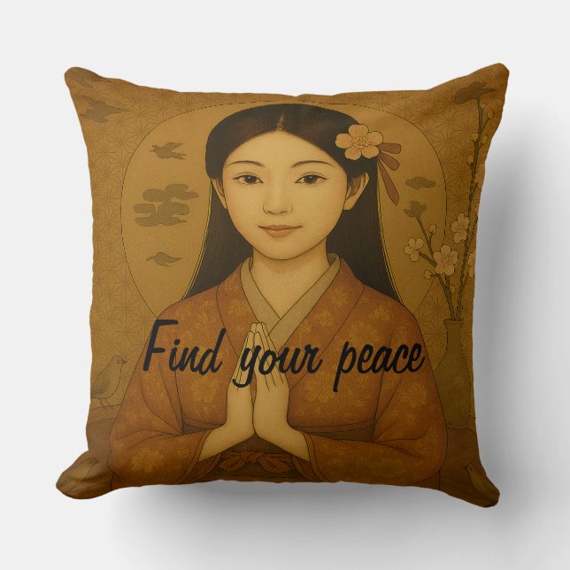 Custom Aesthetic Zen Meditation Mindful Minimalist Throw Pillow (Front)
