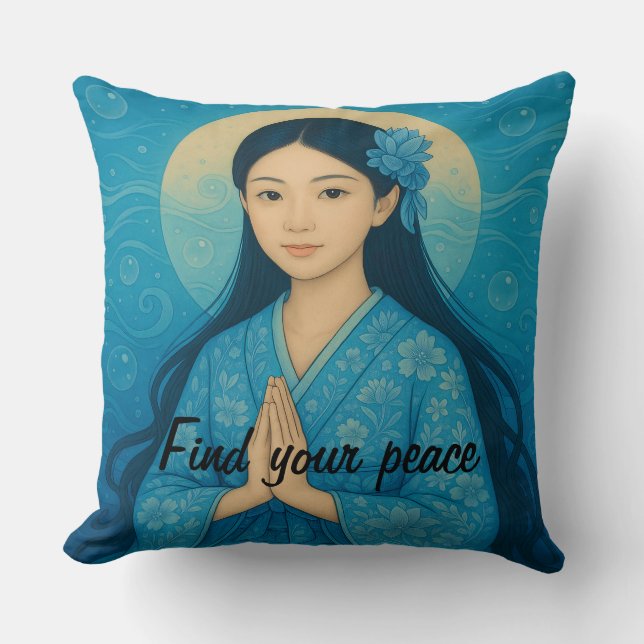 Custom Aesthetic Zen Meditation Mindful Minimalist Throw Pillow (Front)