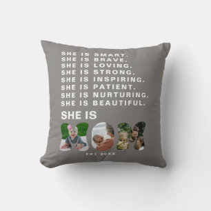 Custom Affirmation  New Mom photo Gift Throw Pillow