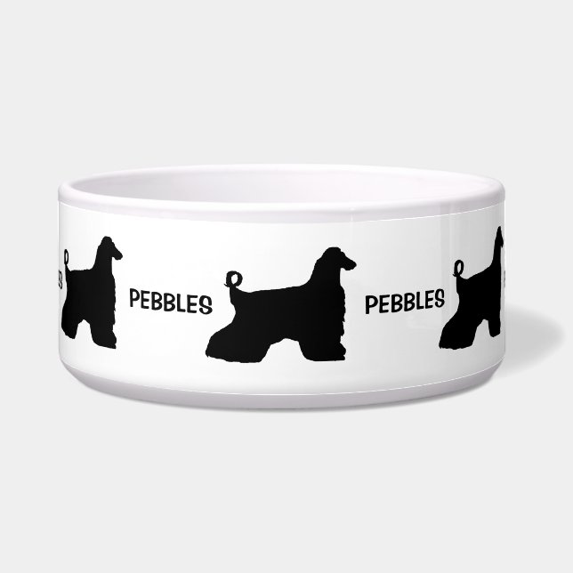 Custom Afghan Hound Dog Silhouette Bowl (Front)