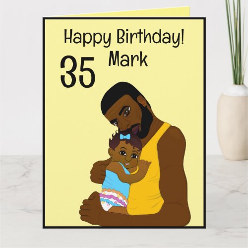 Custom African American Male 35 Happy Birthday  Card