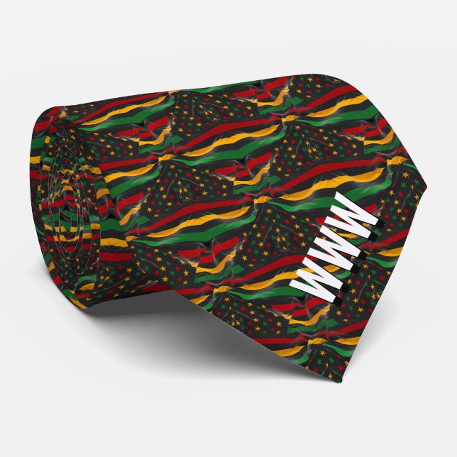 Custom African American Stars and Stripes Neck Tie (Rolled)