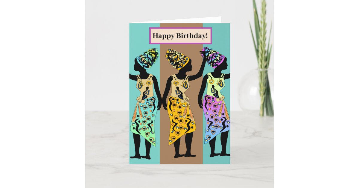Custom Afro African Nubian Art Birthday Card | Zazzle