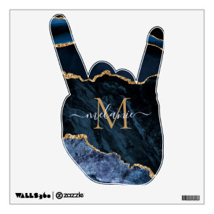 Custom Agate Navy Blue Gold Rock Music Wall Decal