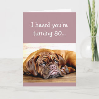 Custom Age 80th Birthday No Day Naps Sleeping Dog Card