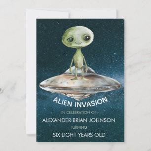 Custom Age Alien Invasion Outer Space Birthday Invitation
