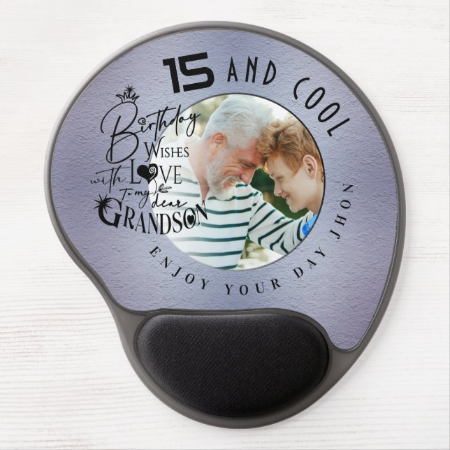 Custom Age and Name Grandson Birthday Gel Mouse Pad (Front)