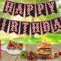 Custom Age Backyard BBQ Birthday Party Decoration Bunting Flags