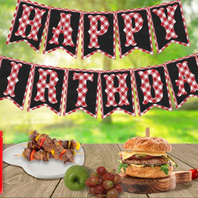 Custom Age Backyard BBQ Birthday Party Decoration Bunting Flags (Creator Uploaded)