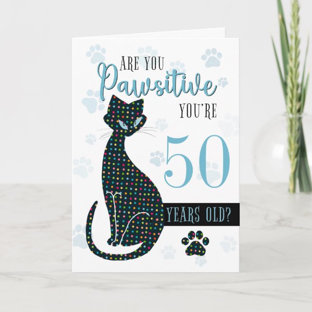 Custom Age Birthday Cat Silhouette  Card (Front)