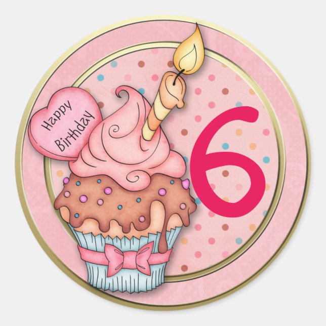 Custom Age Birthday Cupcake Toppers or Cup Labels (Front)