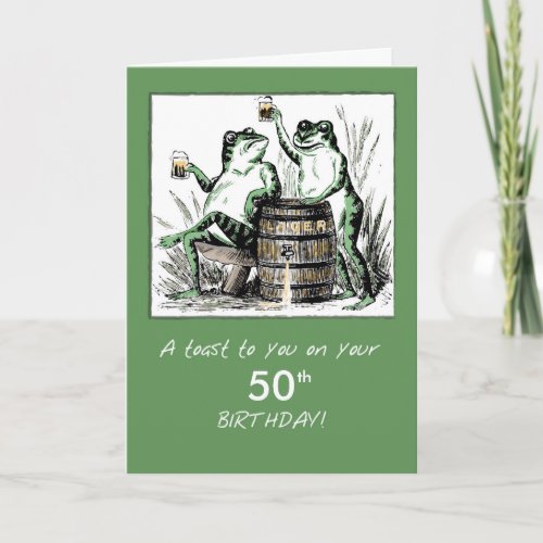 Custom Age Birthday Frogs Toasting with Beer Card