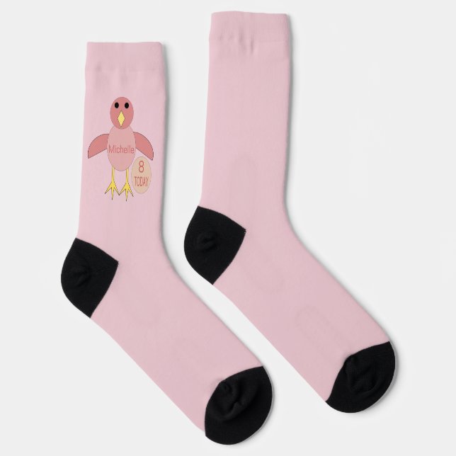 Custom Age Birthday Girl Chick Socks (Right)