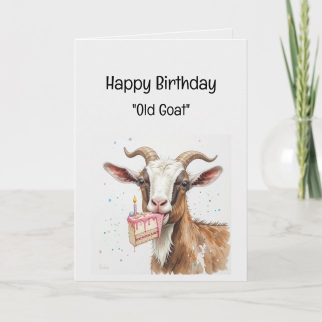 Custom Age Birthday Old Goat "Over the Hill" Humor Card (Front)