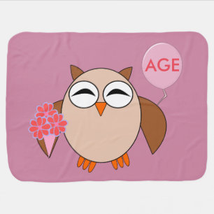 Custom Age Birthday Owl Baby Blanket