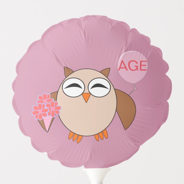 Custom Age Birthday Owl Balloon (Front)