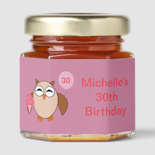 Custom Age Birthday Owl Birthday Party Honey Jar Favors