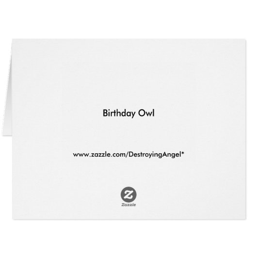 Custom Age Birthday Owl Card (Back Horizontal)