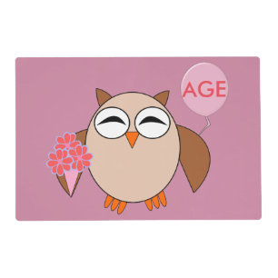 Custom Age Birthday Owl Placemat