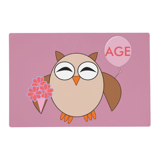 Custom Age Birthday Owl Placemat (Front)