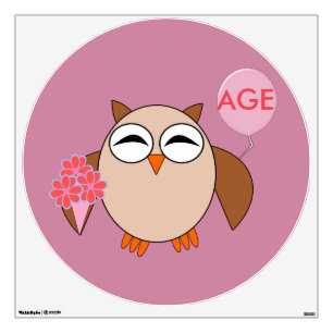 Custom Age Birthday Owl Wall Decal