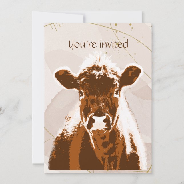 Custom Age Birthday Party Brown Cow Farm Animal  Invitation (Front)