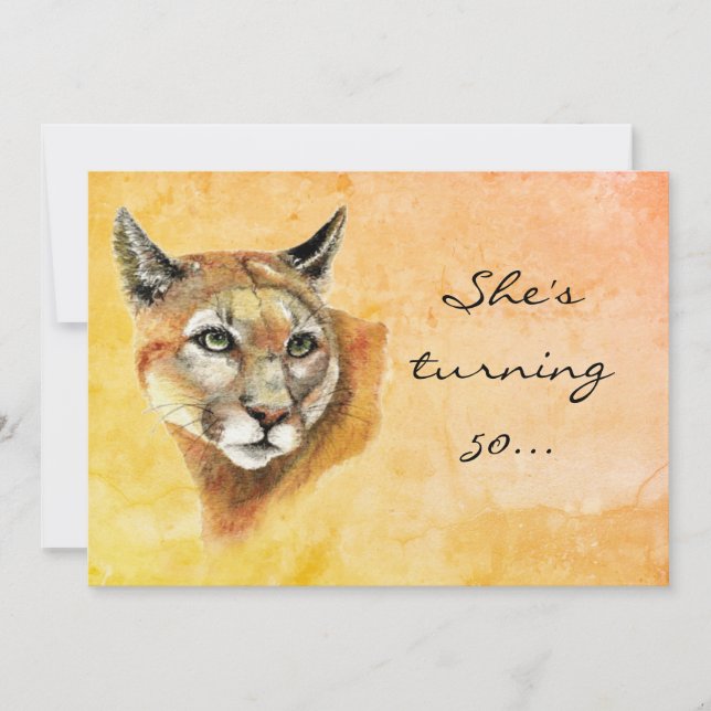 Custom Age Birthday Party Invite Cougar Humor (Front)