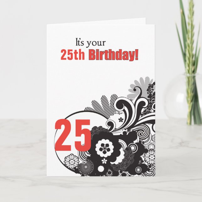 Custom Age Birthday Religious Swirls Card (Front)