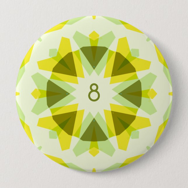 Custom Age Bright Yellow Green Star Kid’s Birthday Button (Front)