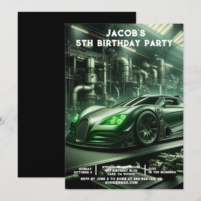Custom Age Cars Boys Birthday Party Invitations (Front/Back)