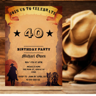 Custom Age Country Western Aged Paper Invitation
