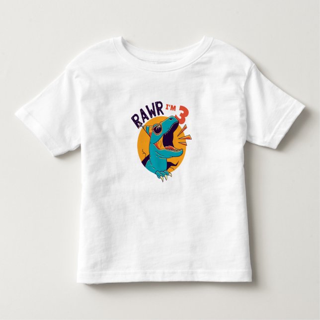 Custom Age Dinosaur Roar I'm Birthday T-Shirt (Front)