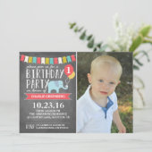 Custom Age Elephant Birthday Party | Birthday Invitation (Standing Front)