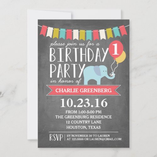 Custom Age Elephant Birthday Party  Birthday Invitation