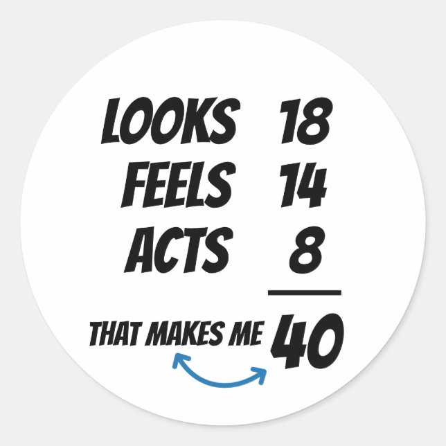 Custom Age Equation Funny Personalized Birthday  Classic Round Sticker (Front)