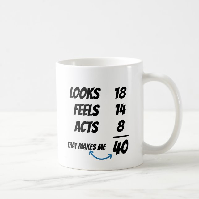 Custom Age Equation Funny Personalized Birthday  Coffee Mug (Right)