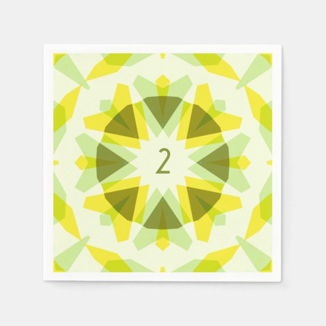 Custom Age Fun Bright Yellow Green Birthday Star Napkins (Front)