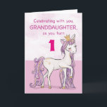 Custom Age Granddaughter Birthday Pink Horse Card<br><div class="desc">A sweet pink pony just like your granddaughter is prancing with the number one! Gold looking details are woven in her mane and tail. Perfect card to wish your granddaughter her birthday!
(Digitally rendered golden looking color)</div>