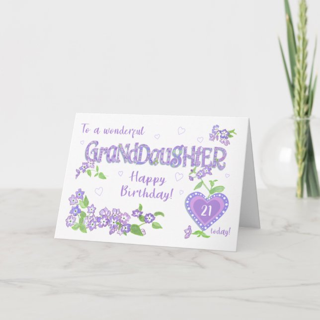 Custom Age Granddaughter's Birthday Phlox Card (Front)