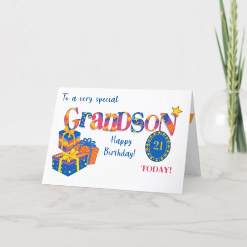 Custom Age Grandsons Birthday Gifts Word Art Card