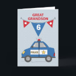 Custom Age Great Grandson 6th Birthday Blue Police Card<br><div class="desc">This card is one that you can use for a great grandson of any age since the front comes with a customization option. Just change the number inside the blue flag then it's done! You can click the order button after that.</div>