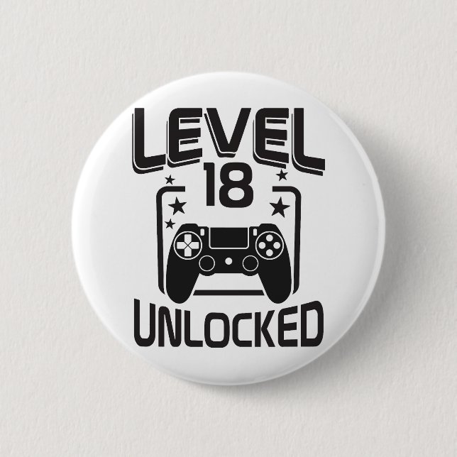 Custom Age Level 18 Unlocked Birthday Gamer  Button (Front)