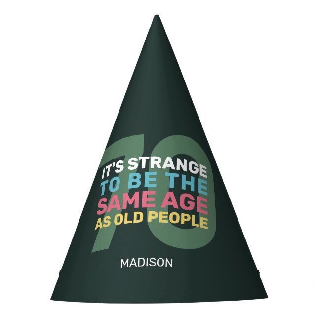 Custom Age & Name Funny Senior Birthday Party Hat (Front)